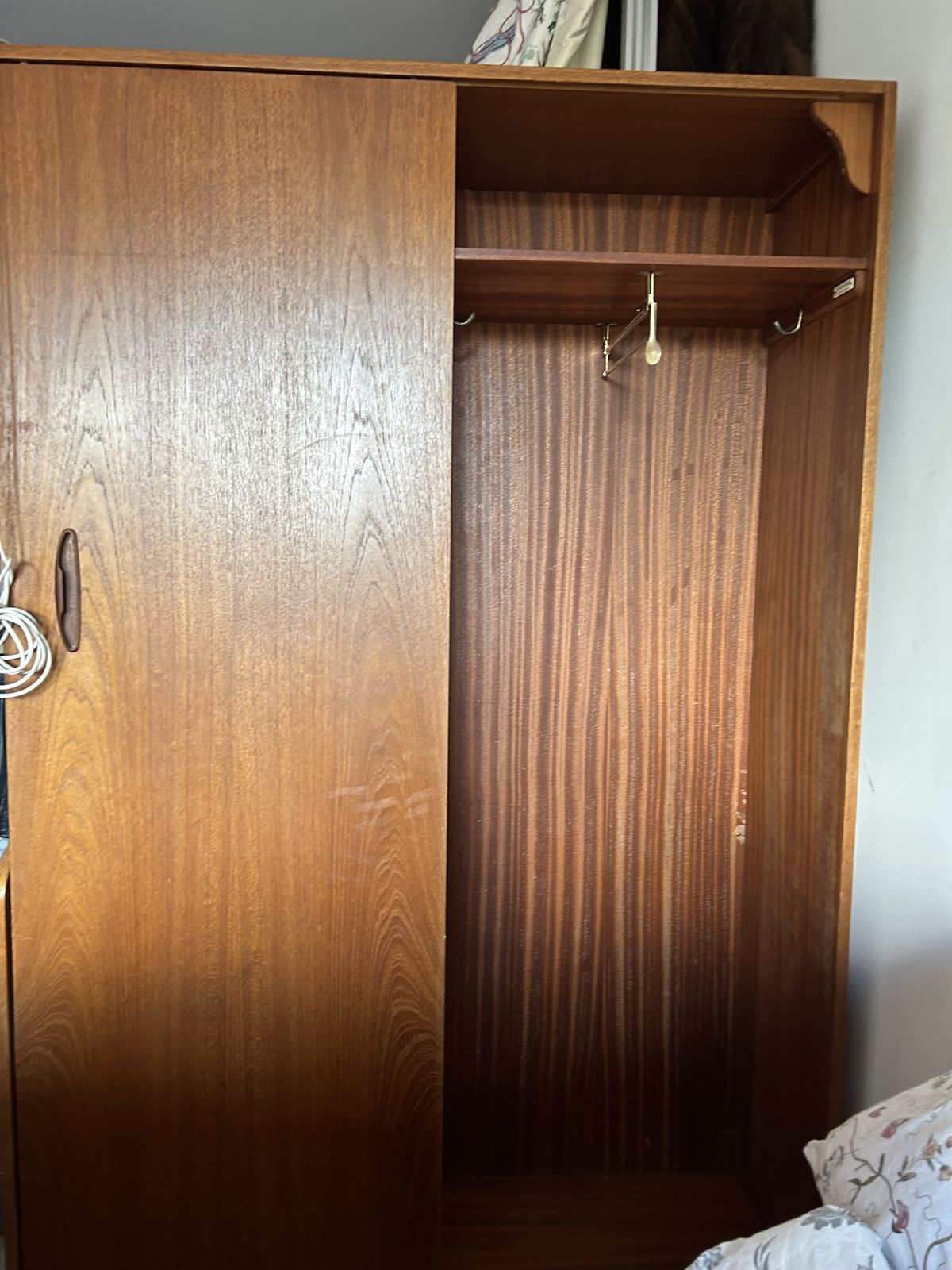 Wardrobe1950’s Rare Hubbi Robe Teak Hall Armoire With Vanitymirror&Foldableseat photo vintage