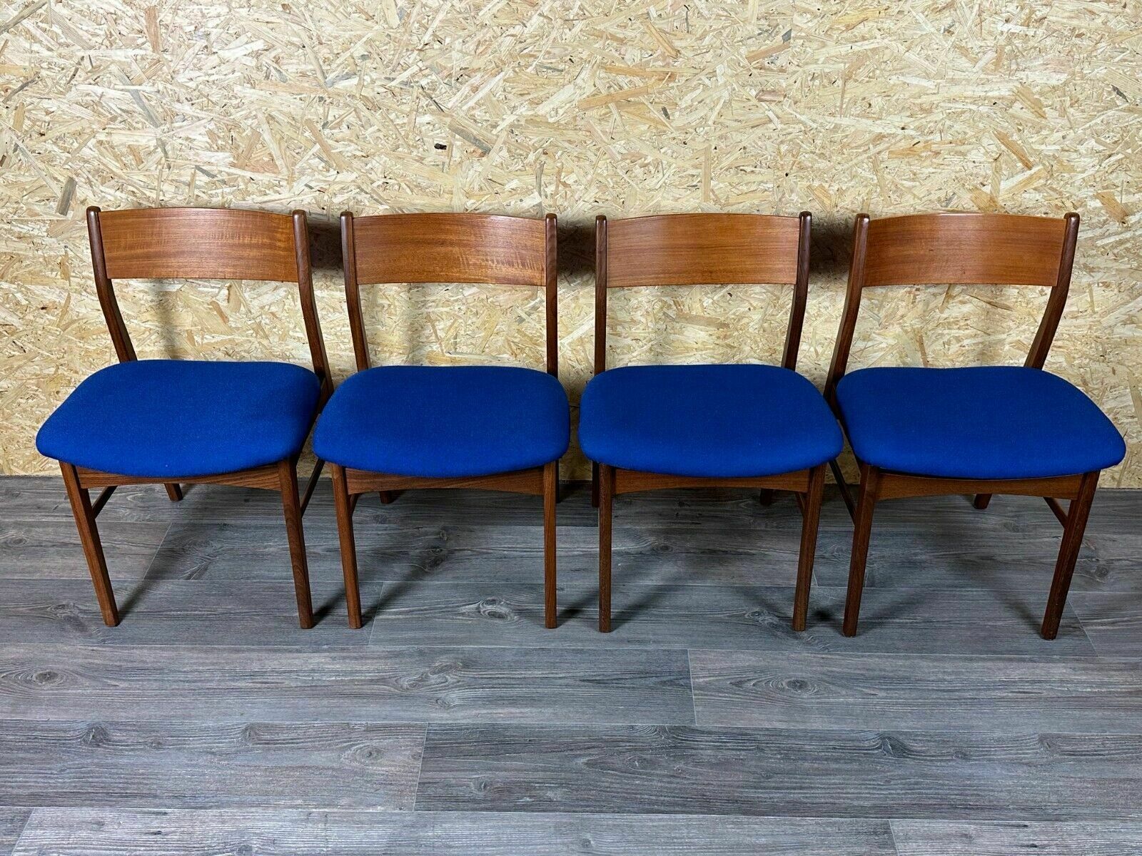 4x 60s 70s Teak Chairs Dining Chair Danish Modern Design Denmark photo for sale