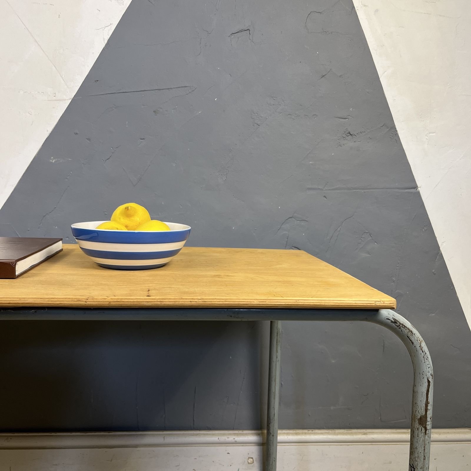 Mid Century Grey Metal Industrial School Desk