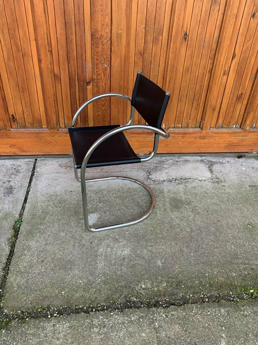 Vintage Italian Bauhaus Chrome Dining Chairs, 1970s, Set Of 2 photo for sale
