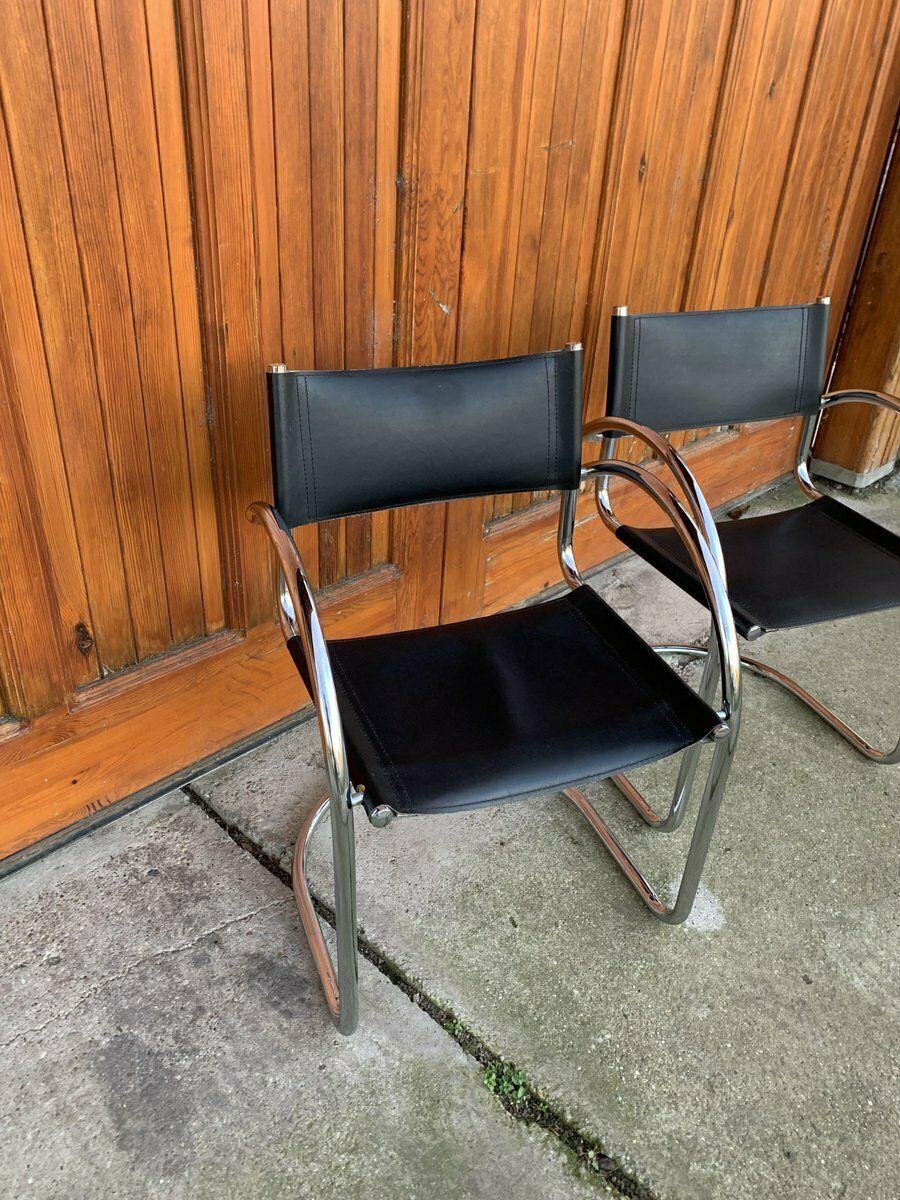 Vintage Italian Bauhaus Chrome Dining Chairs, 1970s, Set Of 2 photo vinterior