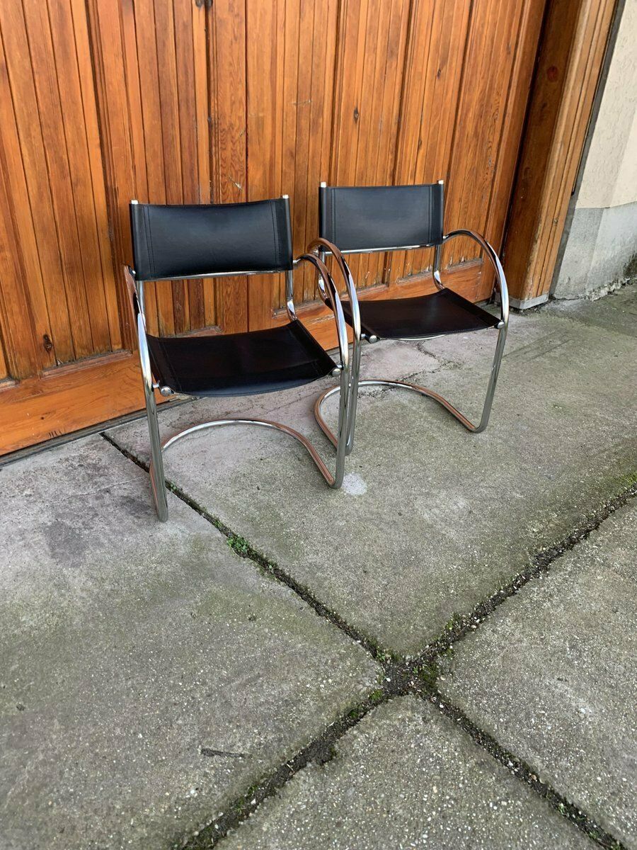 Vintage Italian Bauhaus Chrome Dining Chairs, 1970s, Set Of 2 photo vintage