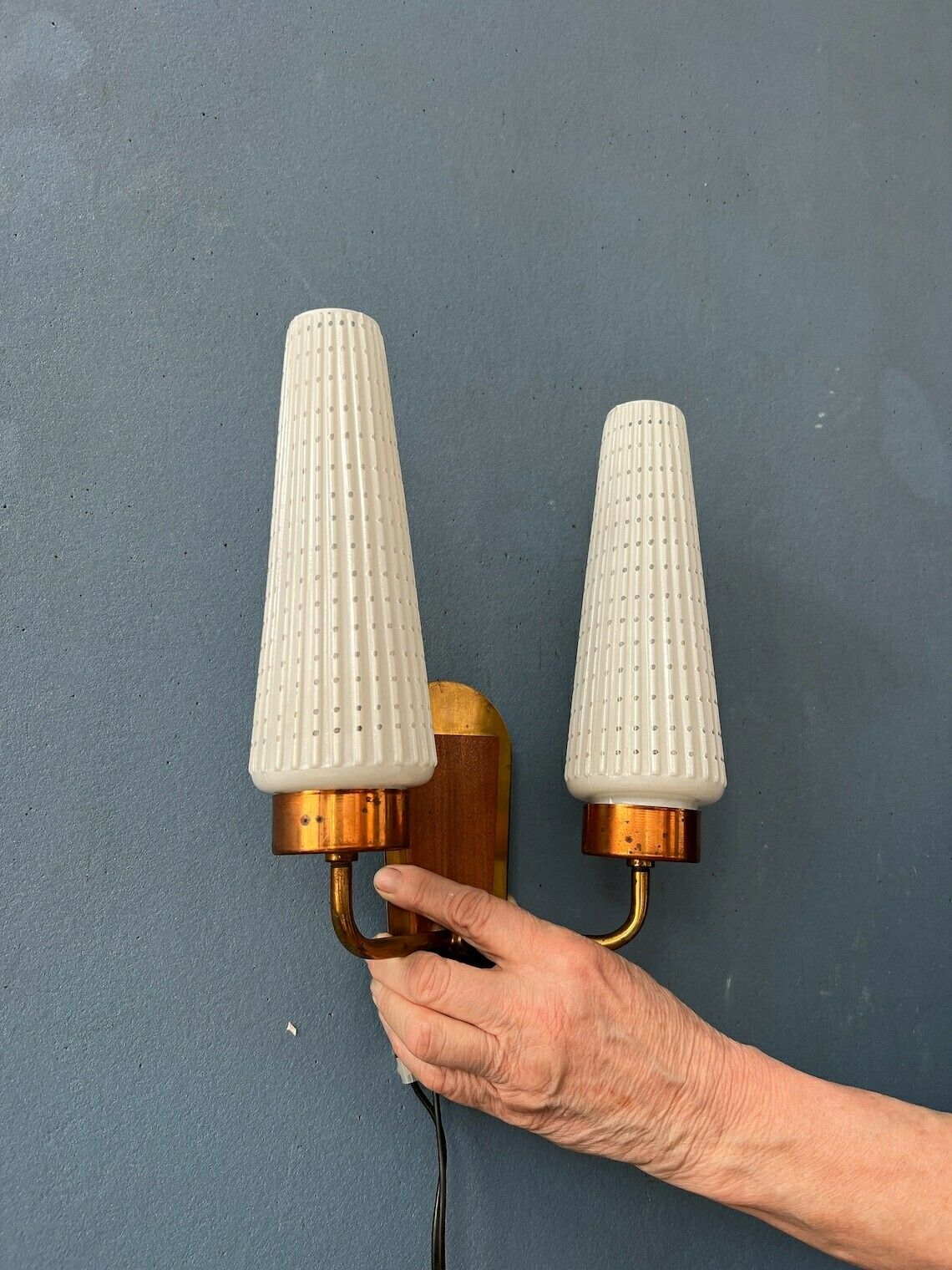 Dubbele Mid Century Scandinavische Glazen Wandlamp photo buy