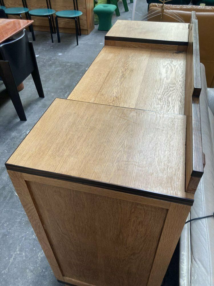 photo for sale Dutch Art Deco Oak And Glass Buffet Or Bar Cabinet, 1930s