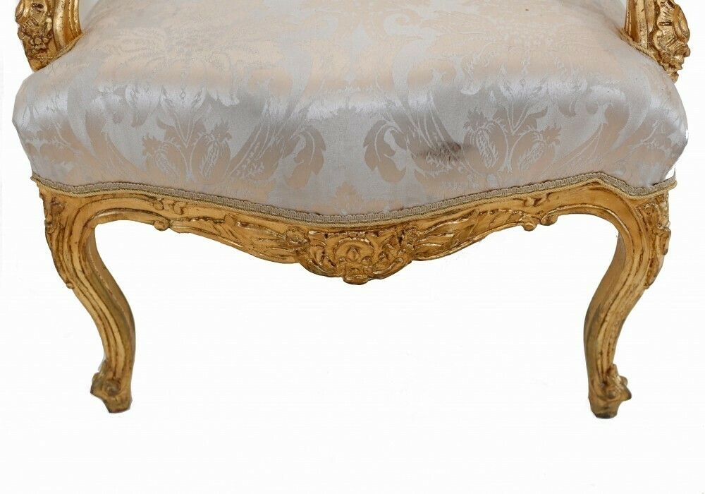 Pair French Gilt Arm Chairs   Louis XVI Seats photo buy