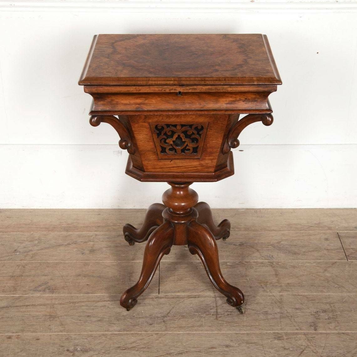 Exceptional Antique C19th English Walnut Sewing Table