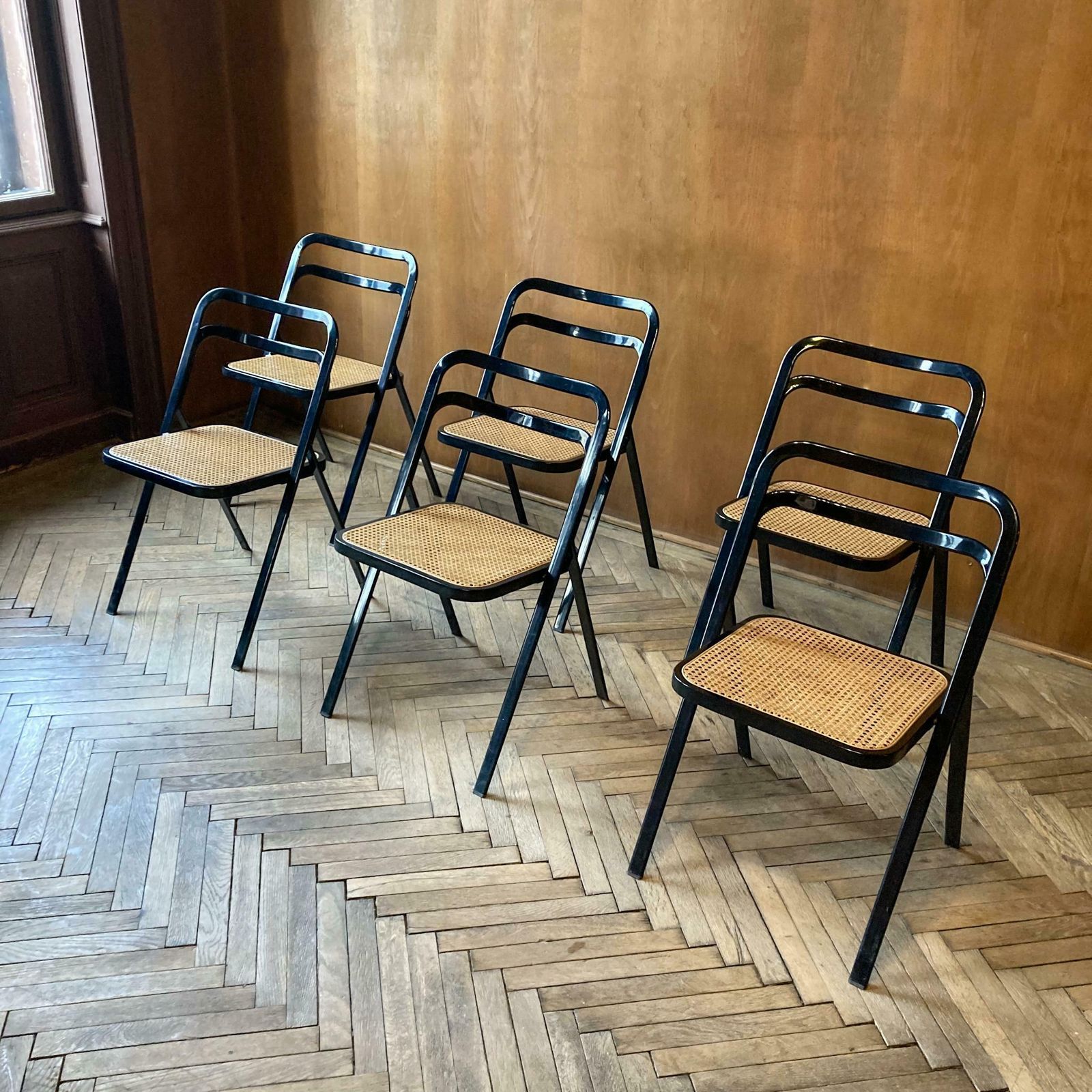 Mid Century Modern Folding Chairs Viennese Straw By G. Cattelan, Italy 1970s photo furniture