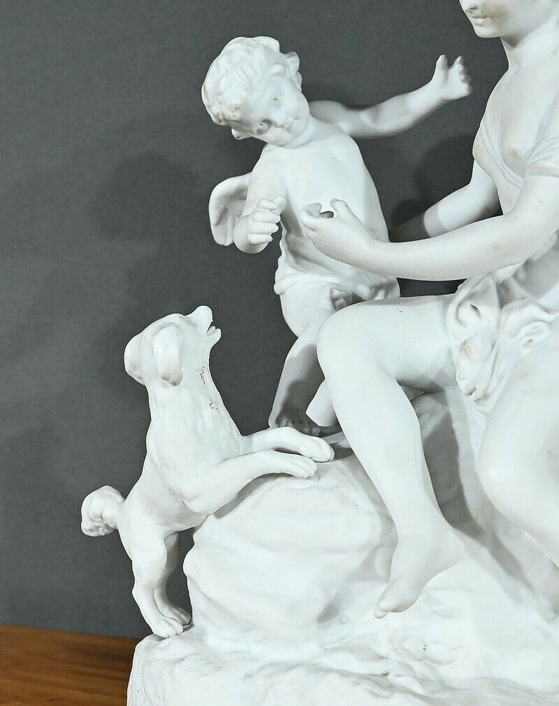 Biscuit Sculpture “Venus And Love” – Late 19th Century photo vintage