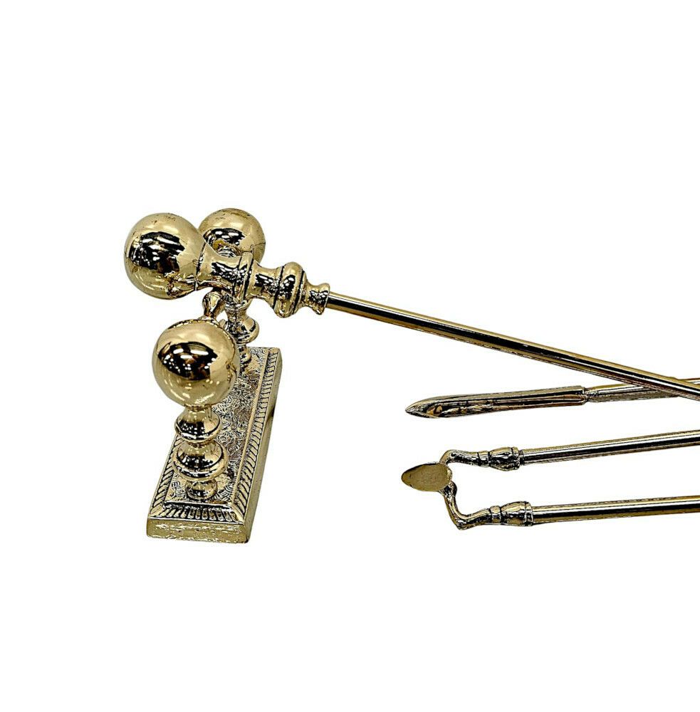 A Gorgeous Set Of 19th Century Fully Restored Brass Fire Irons And Dogs photo furniture