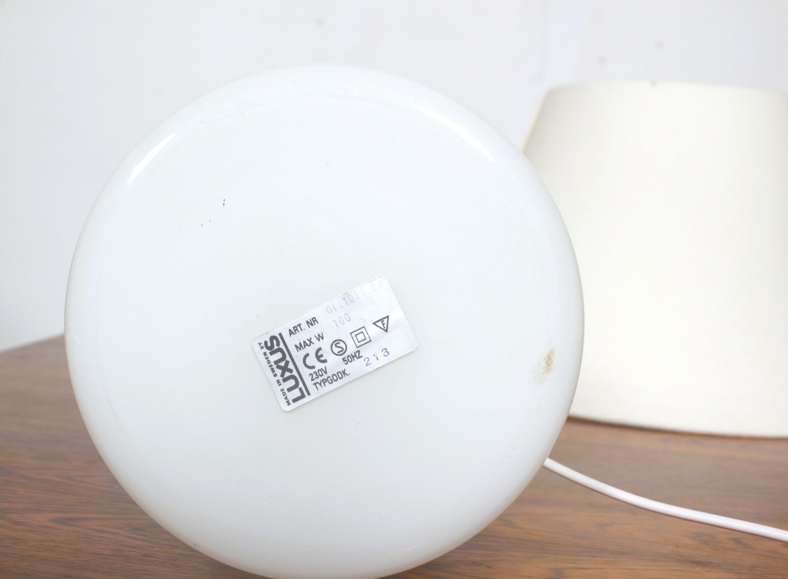Pair Of White Glass Lamps By Luxus Lighting, Sweden, 1980 photo buy