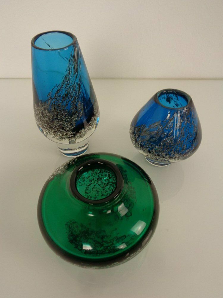 Florida Glass Vases By Heinrich Löffelhardt For Zwiesel, Germany, 1970s, Set Of 3 photo Home Decor