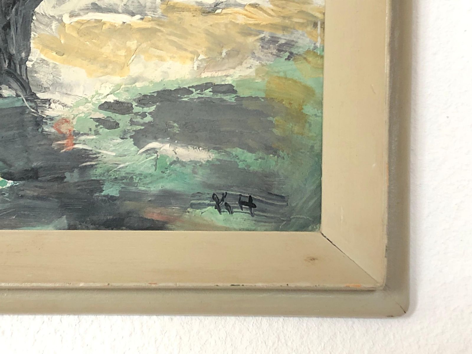Vintage Oil Painting From Denmark Signed Kh With Motive From Odense å Of Naked Trees In A Beautiful Winter Landscape photo Art