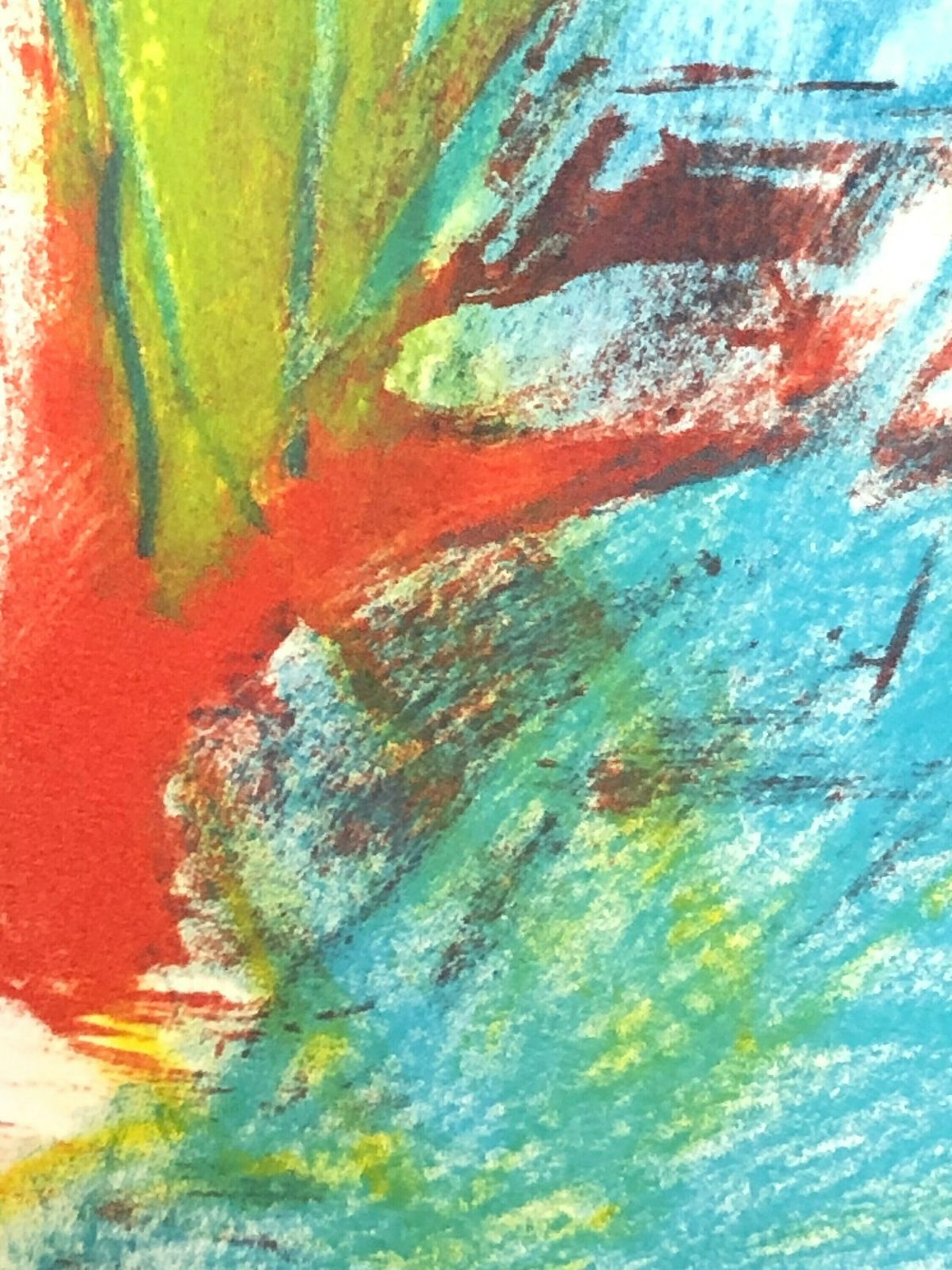 Original Danish Abstract Print From 1987 By Peter Nyborg (B.1937) In Strong Blue, Red And Green Colours photo for sale