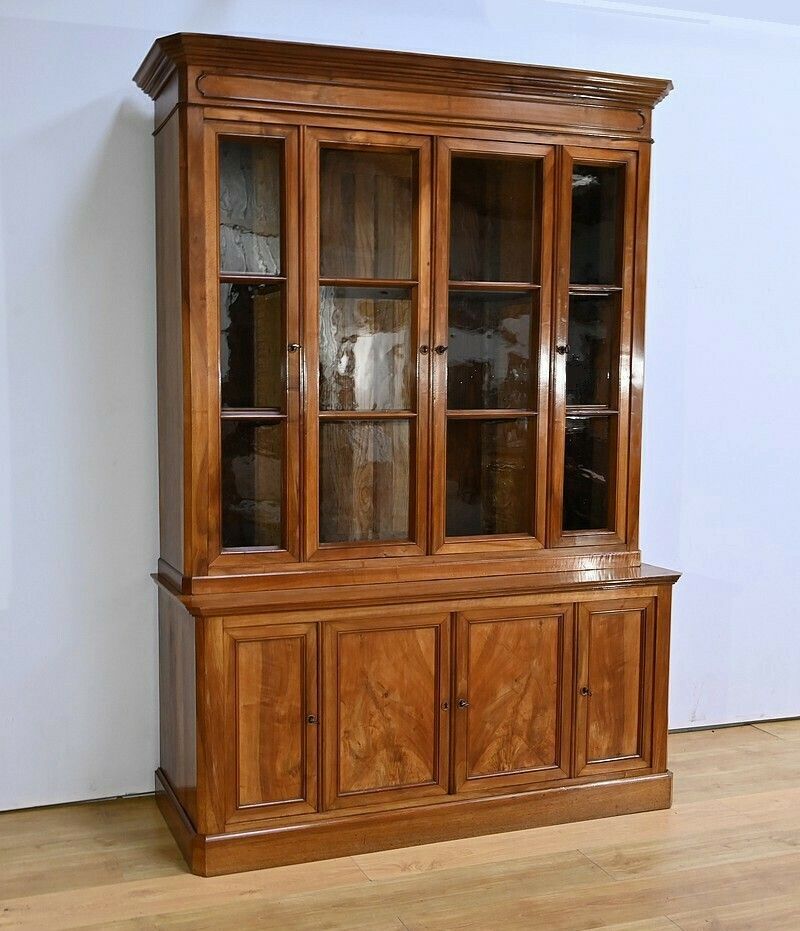 Two Body Bookcase In Solid Walnut – Late 19th Century photo furniture
