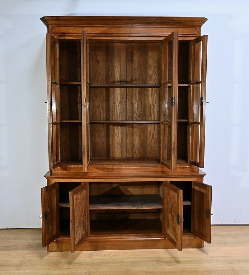 Two Body Bookcase In Solid Walnut – Late 19th Century photo Furniture