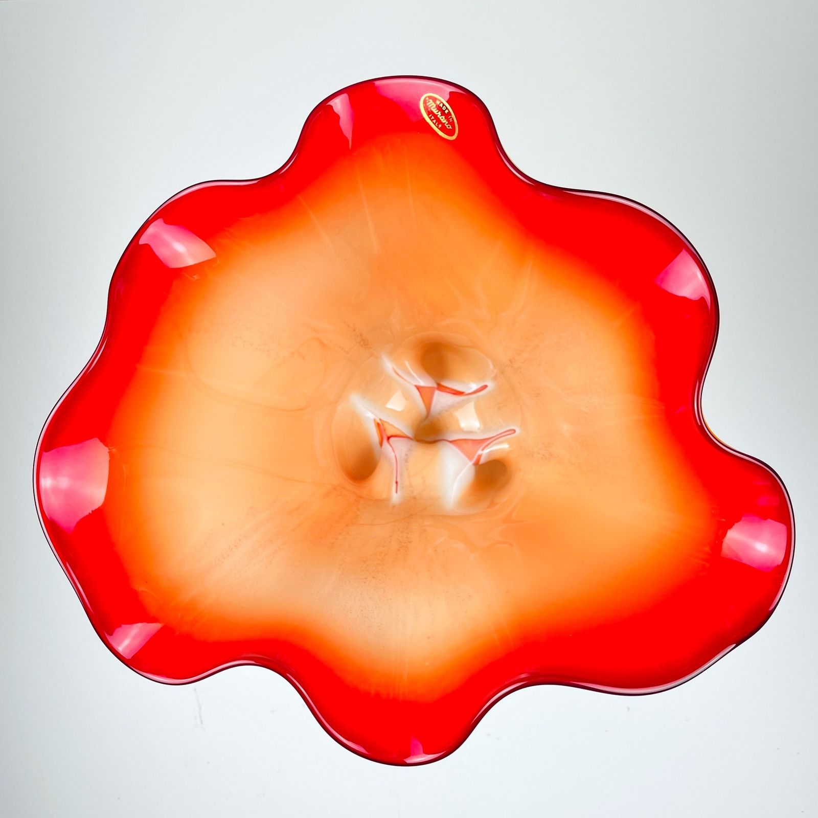 Vintage Murano Vase Red And White Italy 1970s photo buy