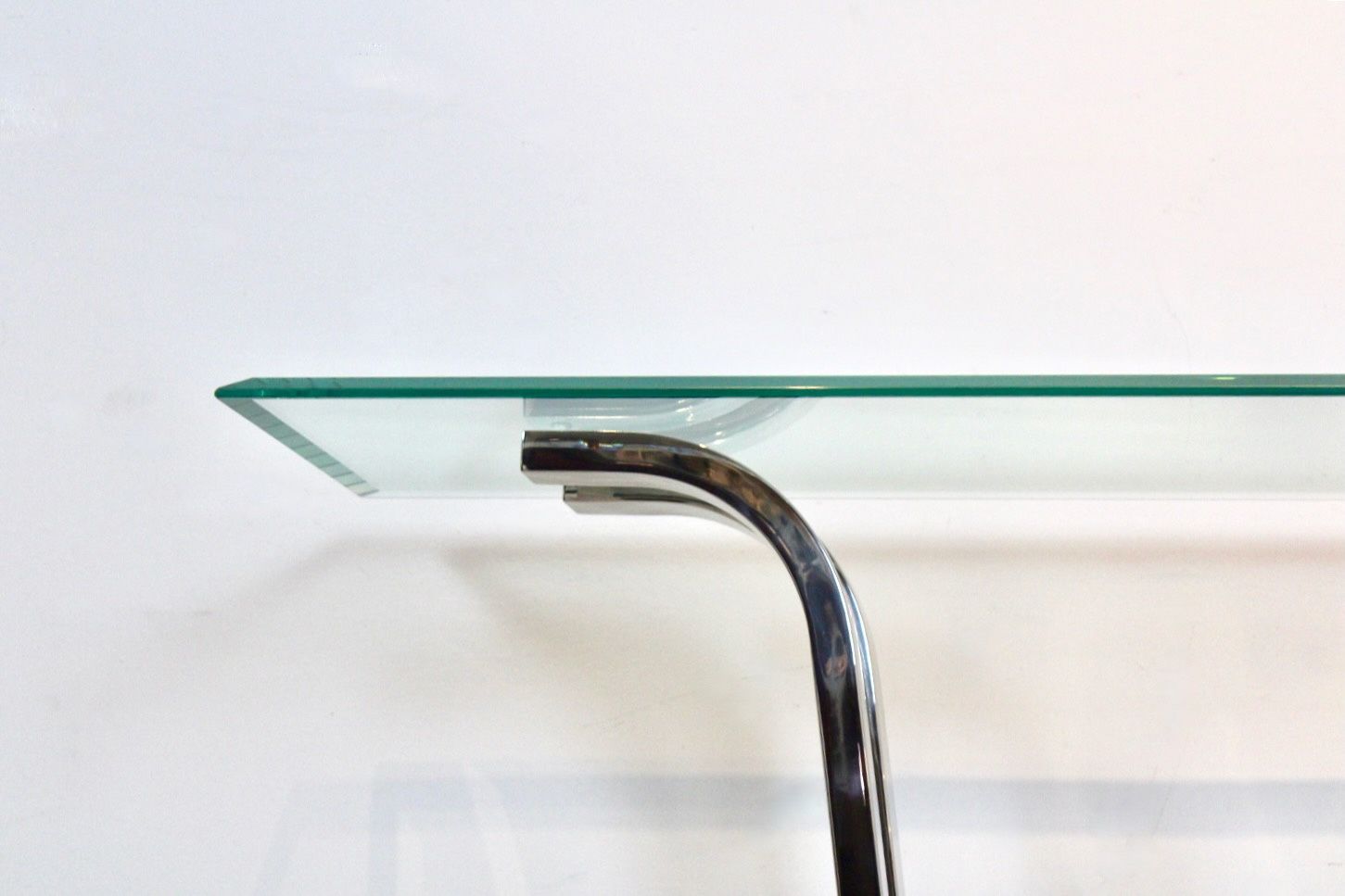 Minimalist Curvaceous Stainless Steel, Brass And Glass Console Table photo vintage