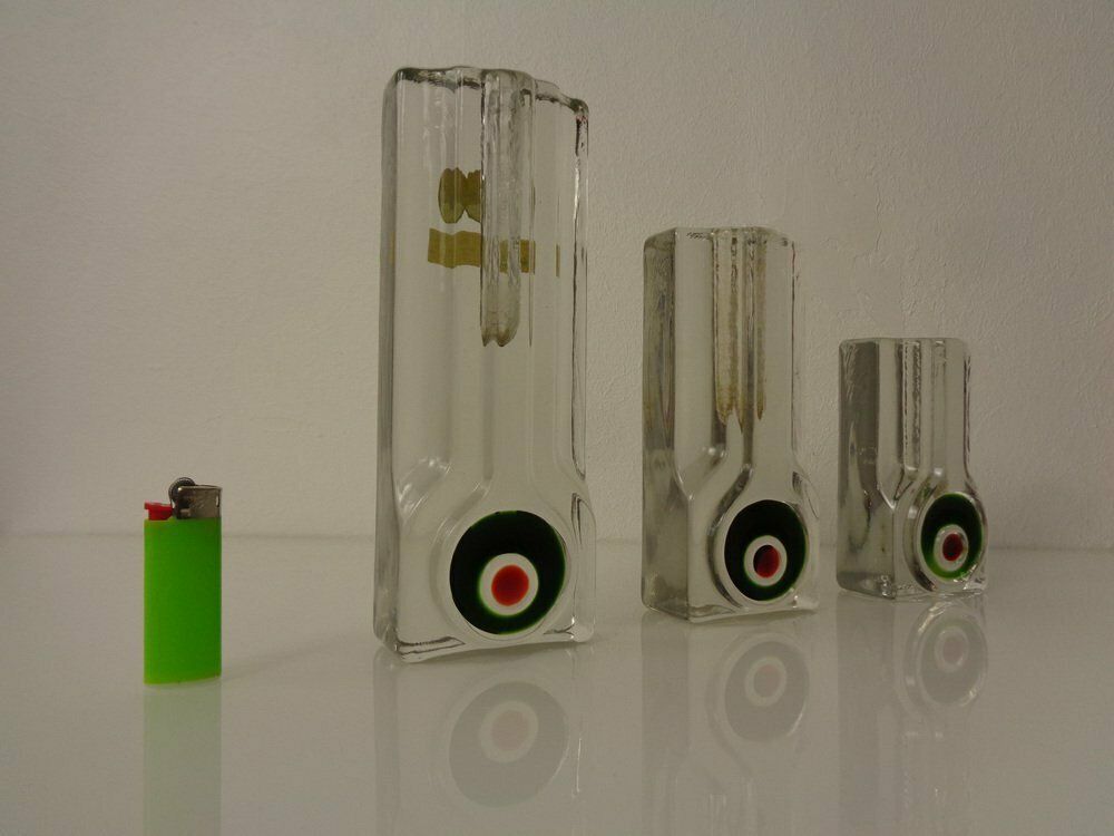 Pop Art Glass Vases By H. Düsterhaus For Walther, Germany, 1960s, Set Of 3 photo 291.0