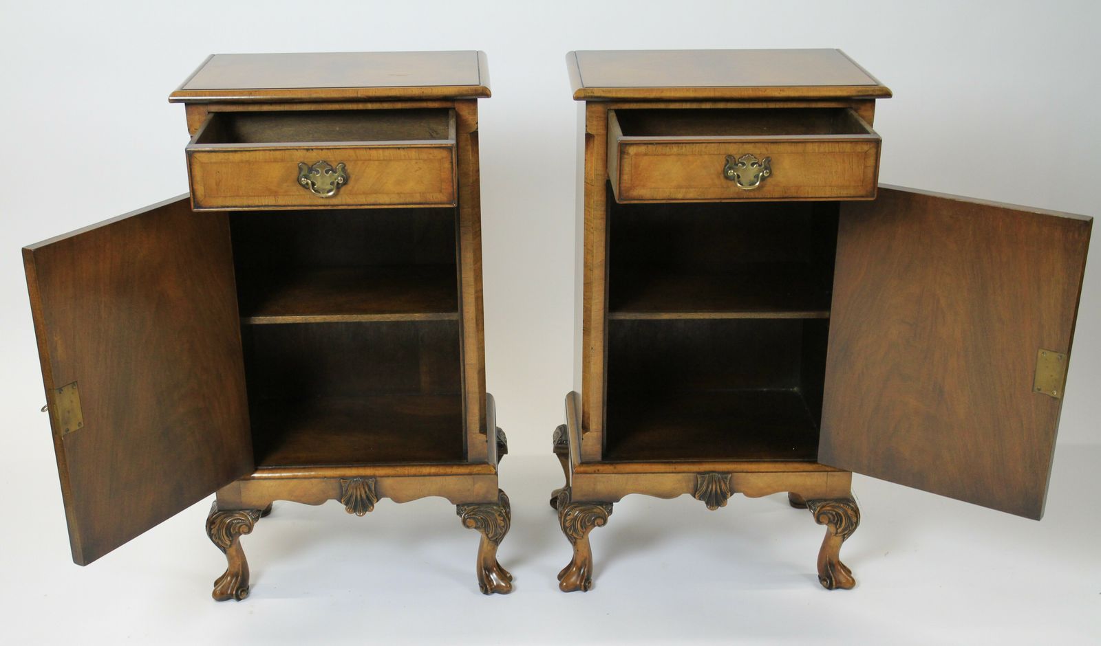 Pair Walnut Queen Anne Style  Bedside Cupboards Circa 1930s photo furniture