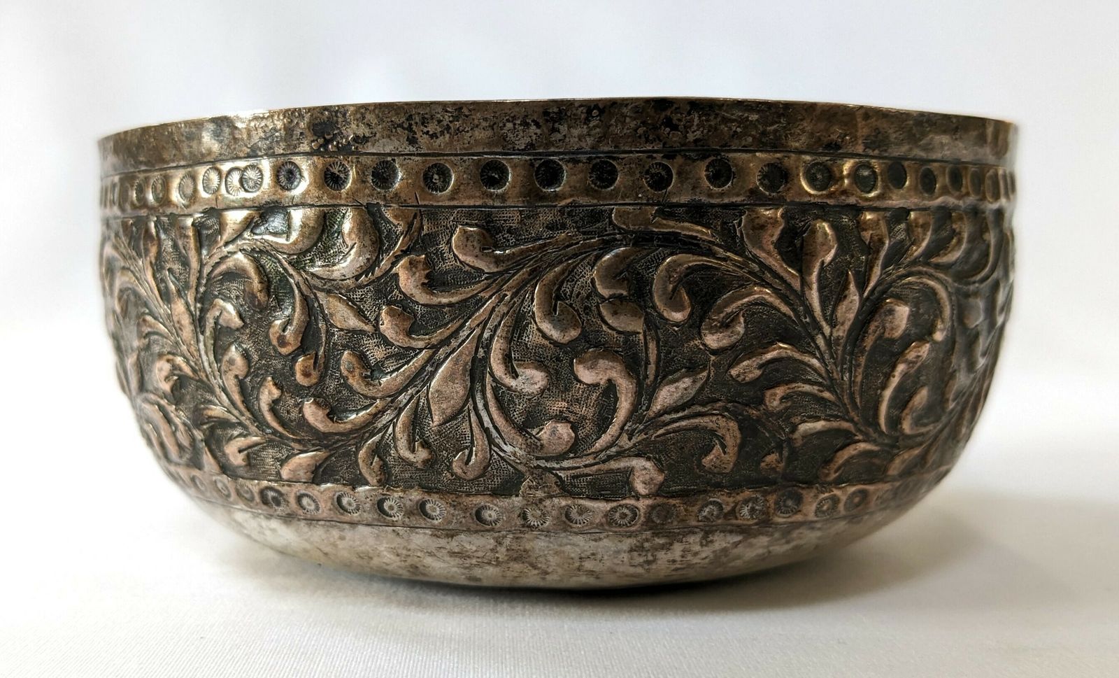 Antique Islamic Malay Small Silver Bowl With Engraved Relief Decoration photo furniture