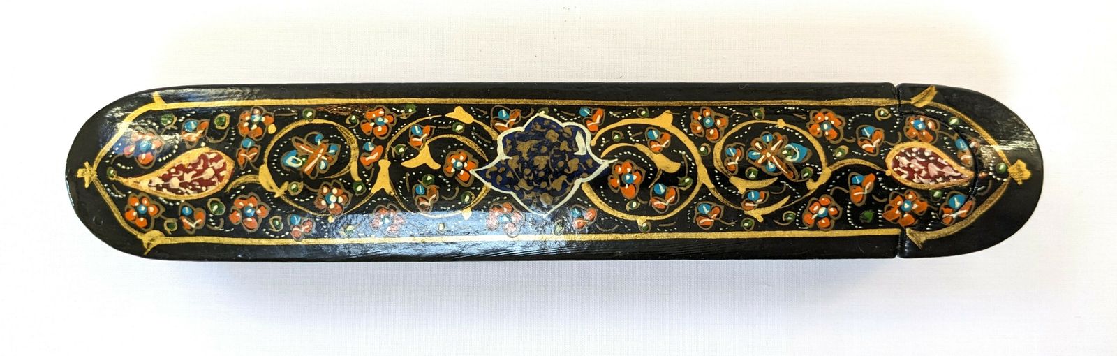 Antique Islamic Paper Mache Qalamdan Pen Case photo for sale