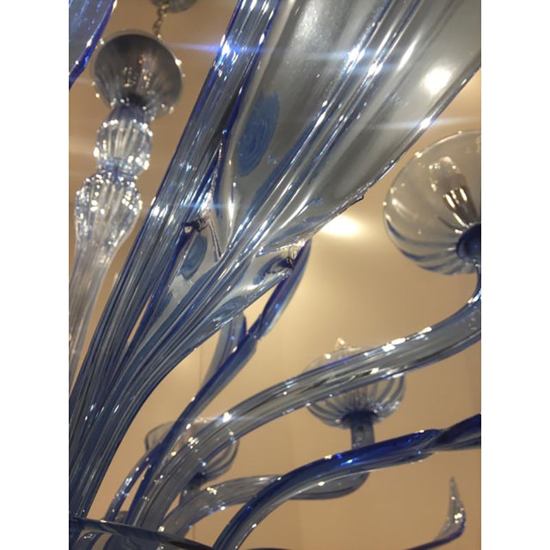 Murano Glass Bluino Italian Leaves Chandelier In Style Murano Glass photo Lighting