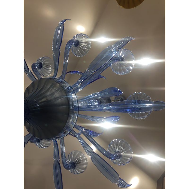 Murano Glass Bluino Italian Leaves Chandelier In Style Murano Glass photo vinterior
