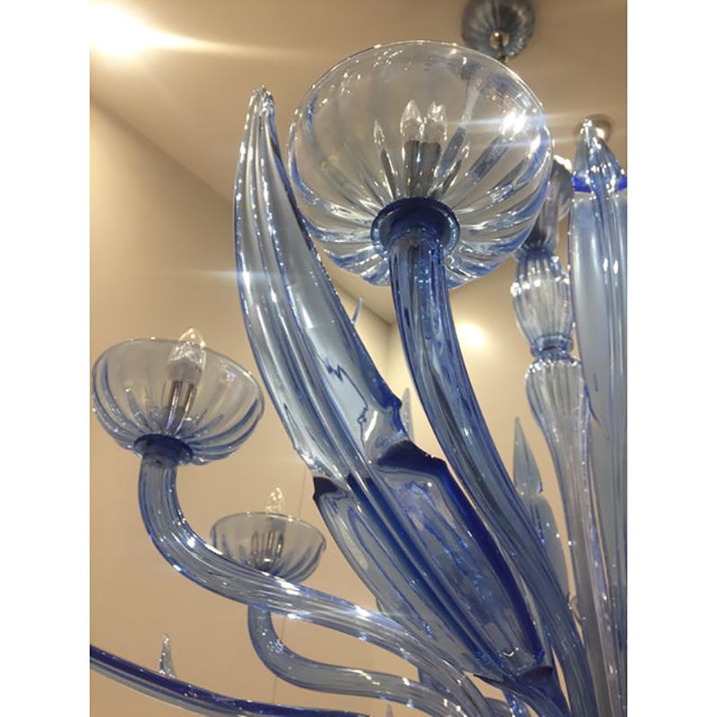 Murano Glass Bluino Italian Leaves Chandelier In Style Murano Glass photo buy