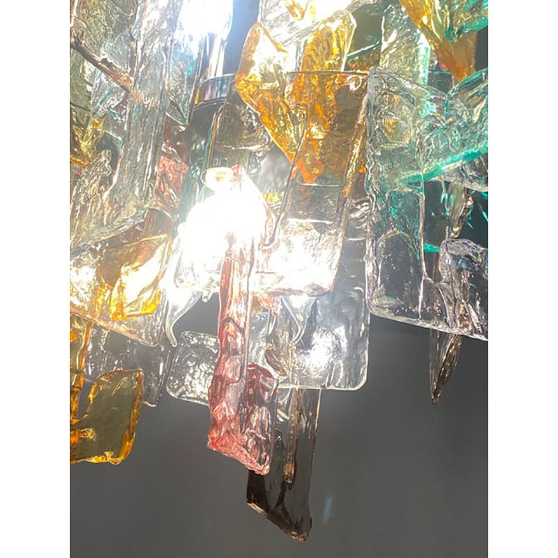 Contemporary Multicolors “Handmade C” Chandelier Murano Glass Style In Venini Style photo vintage