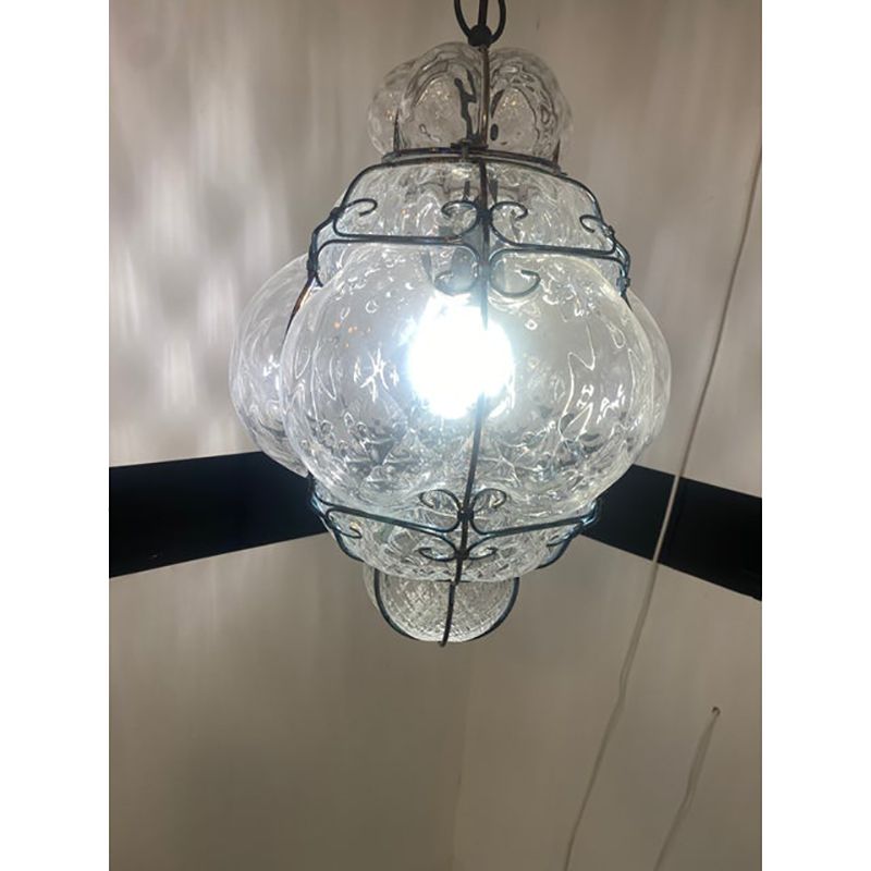 Italian Style Murano Glass Pendant In Transparent photo vintage