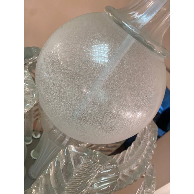 photo for sale Vintage Italian Leaves Chandelier In Murano Style Glass