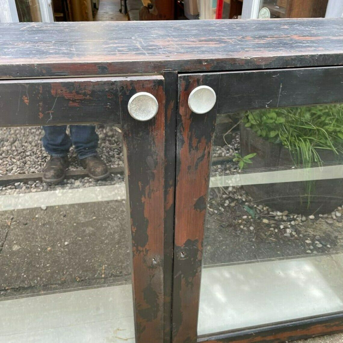 Vintage Rustic Glazed Double Shop Counter Cabinet Shelves Hospitality Retail Will Need Courier Or Collection Only   Please Read Full Desc photo buy