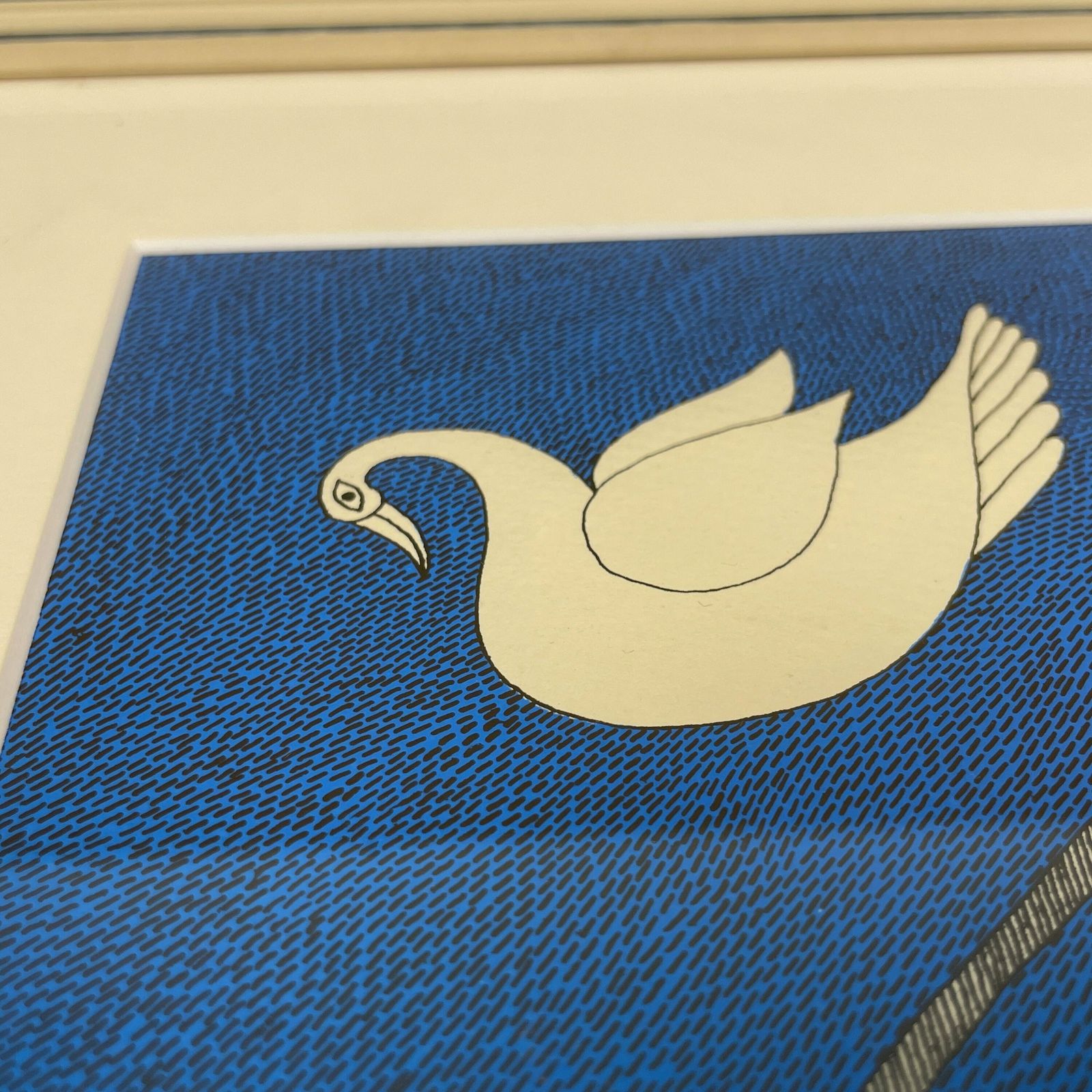 Rambharos Jha Art Silk Screen Print Water Life Series Picture Artwork Prints Framed Painting Picture Wood Indian Artist Swan Bird Floral photo 149.0