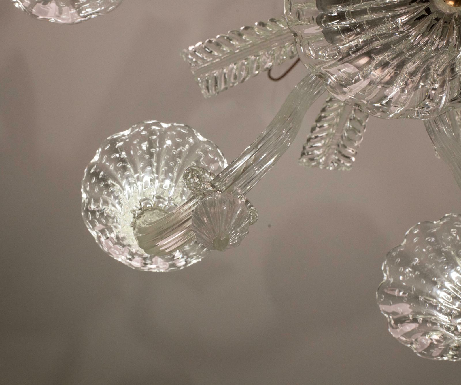 Extraordinary Art Decò Barovier E Toso Chandelier, Murano "Bubble" Glass, 1940s photo Lighting