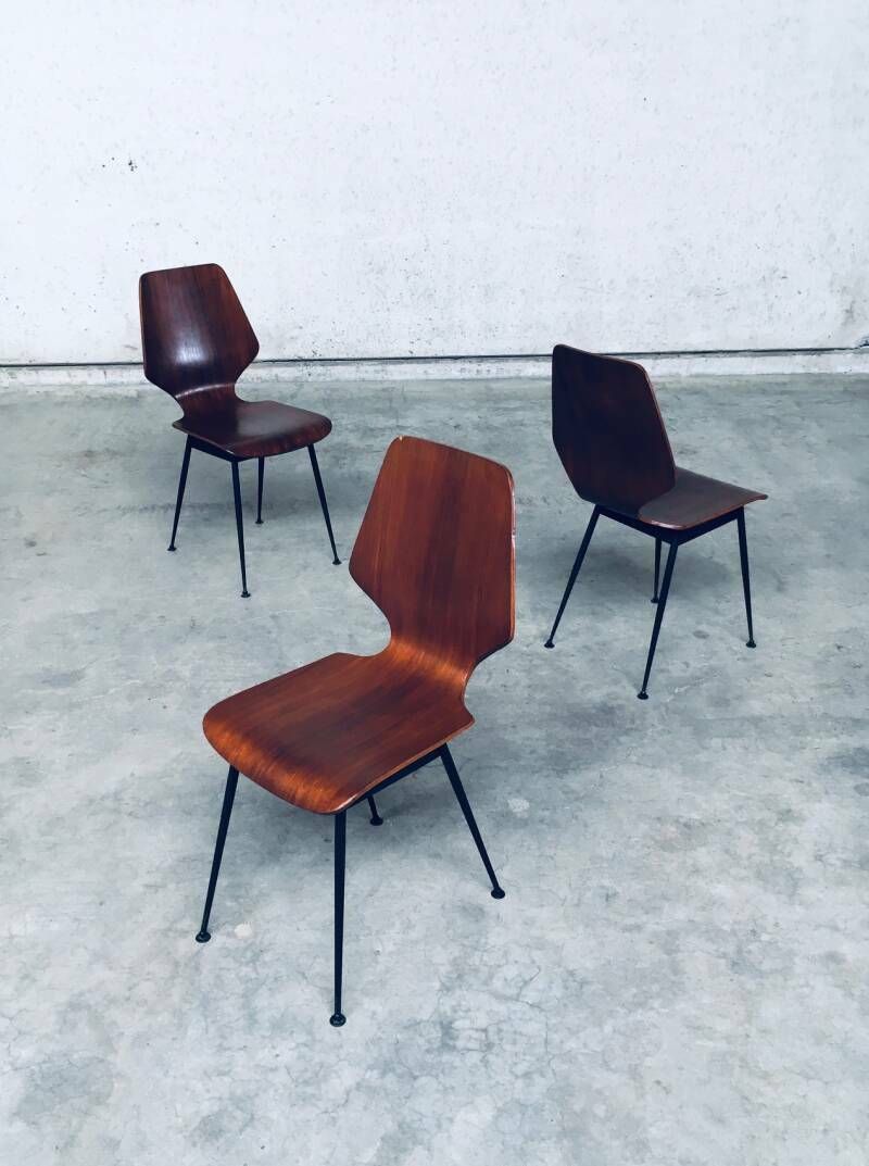Furniture Midcentury Modern Design Plywood Side Chairs Attributed To Carlo Ratti For Legni Curvati, Italy 1950's photo