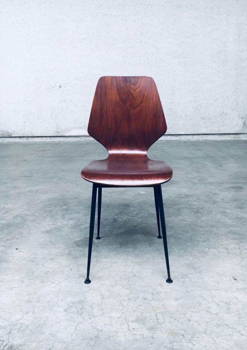 photo vintage Midcentury Modern Design Plywood Side Chairs Attributed To Carlo Ratti For Legni Curvati, Italy 1950's