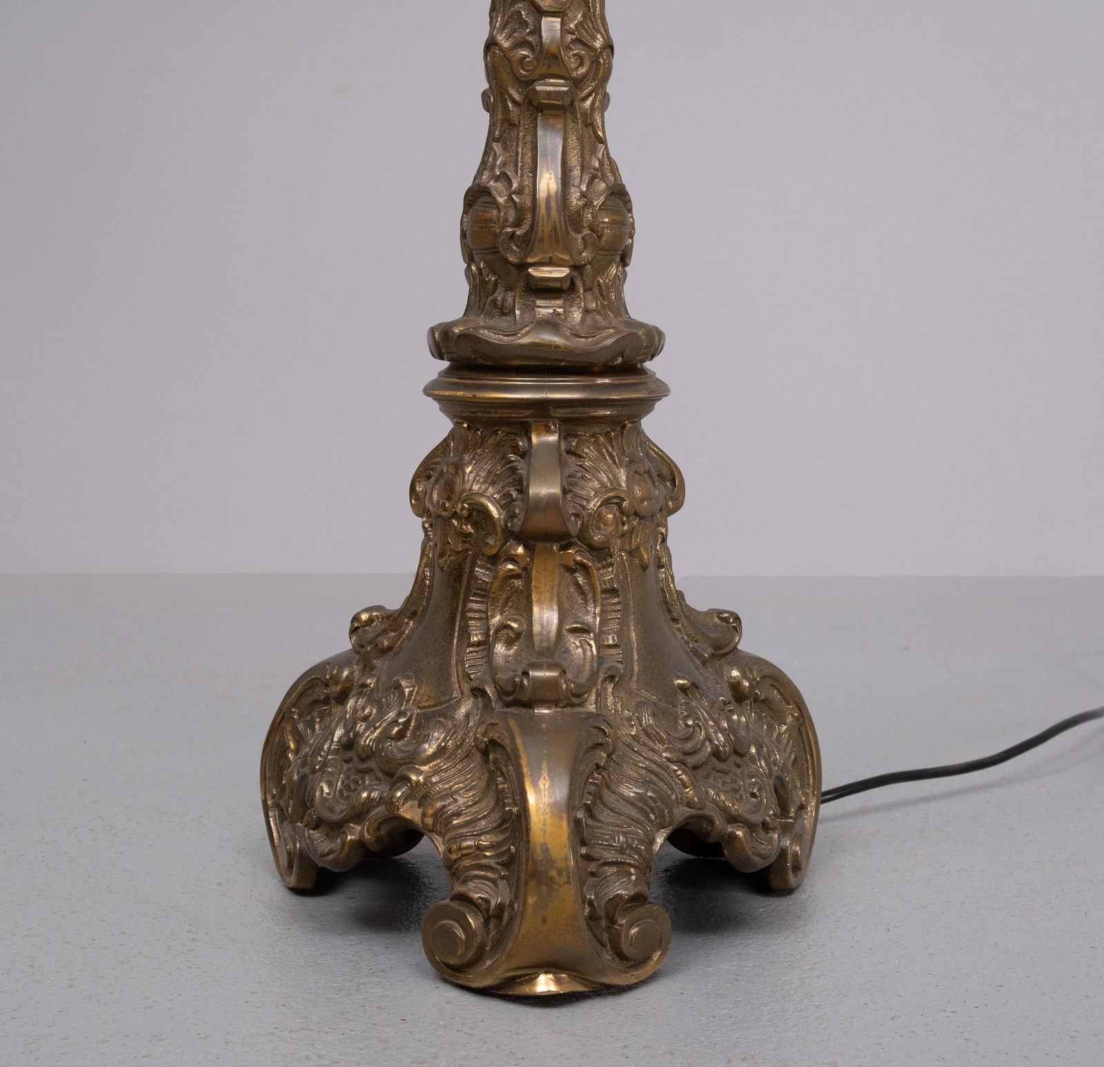 Baroque Revival Solid Brass Floor Lamp France 1950s photo for sale