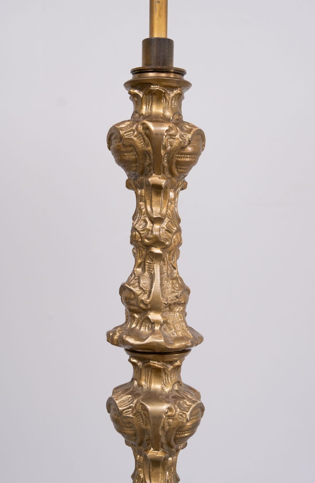 Baroque Revival Solid Brass Floor Lamp France 1950s photo Lighting
