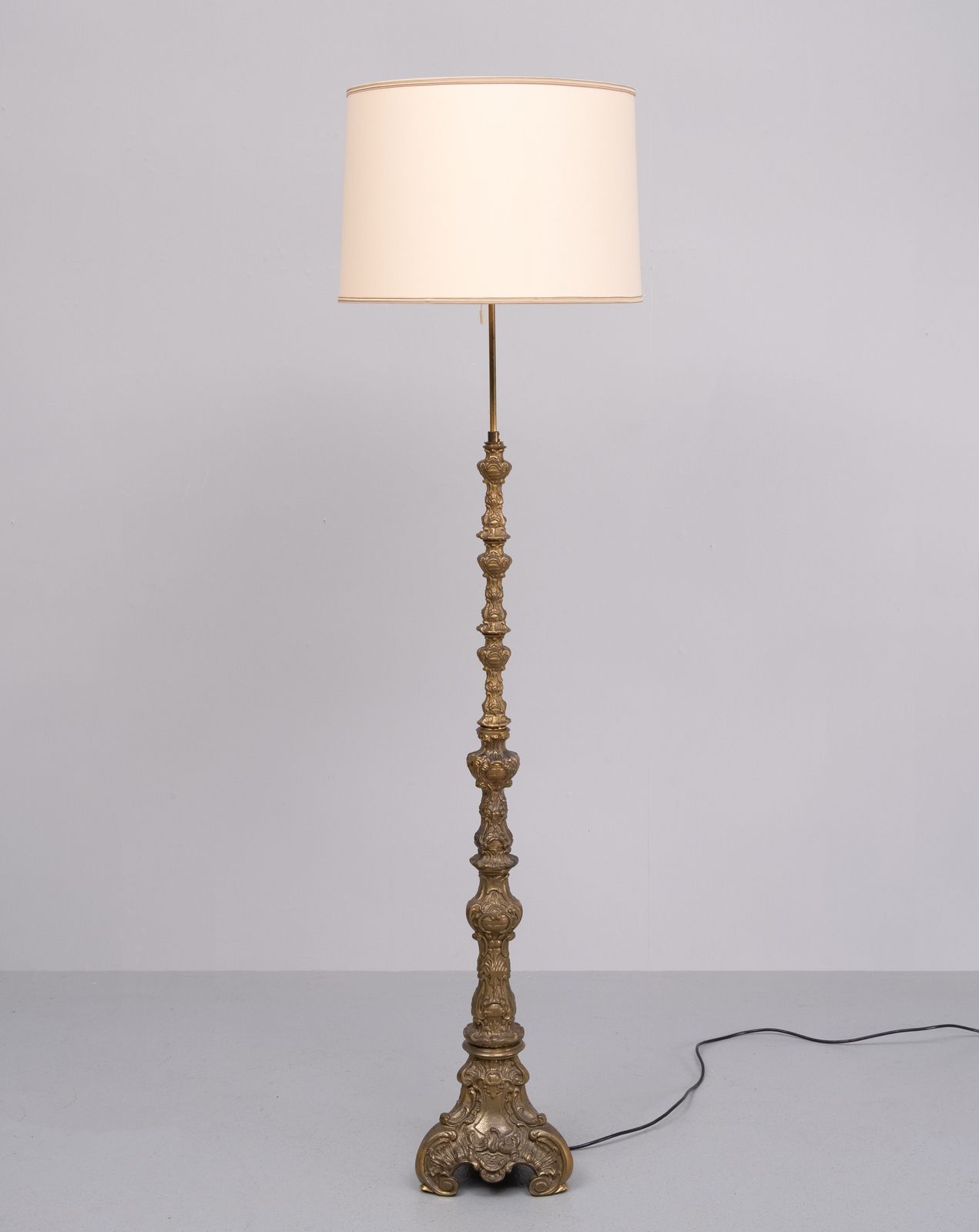 Baroque Revival Solid Brass Floor Lamp France 1950s photo buy