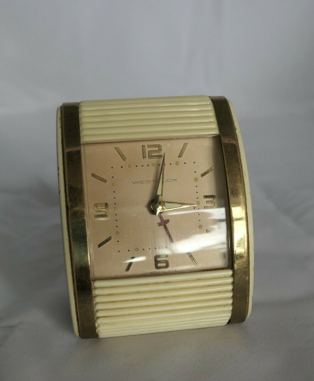 Westclox Tambour Front Art Deco Travel Alarm photo vinterior