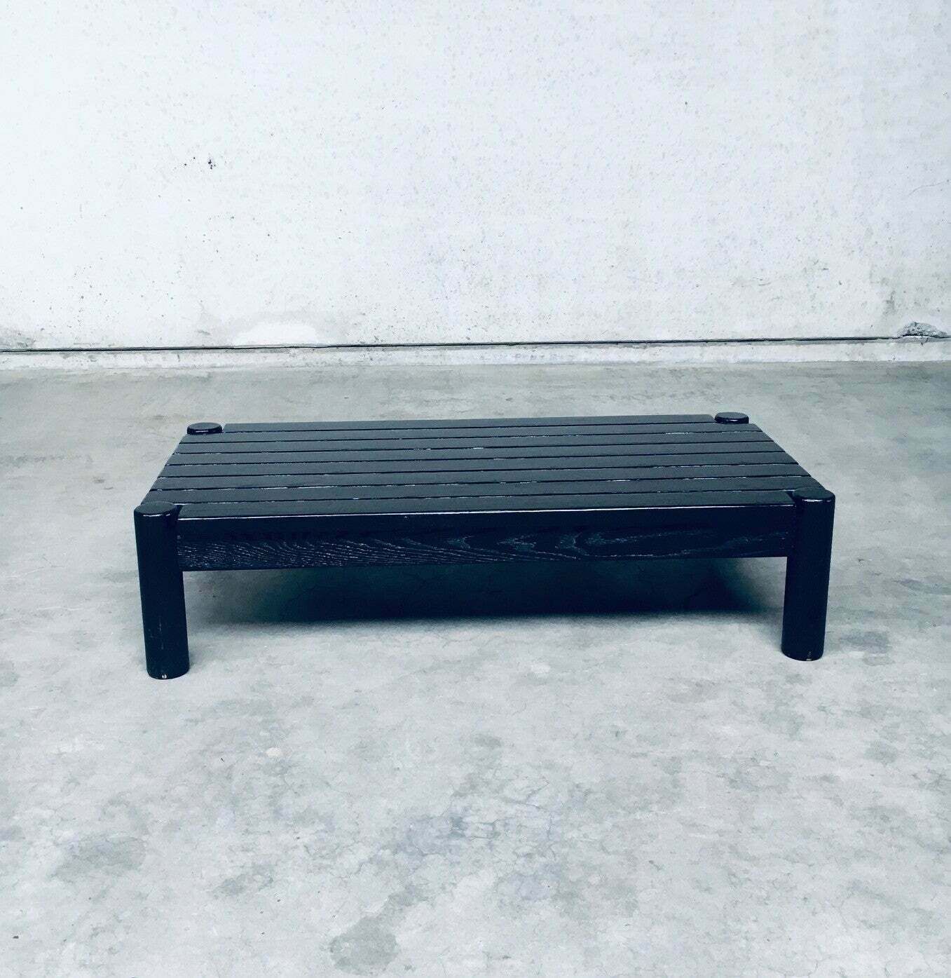 Brutalist Design Zwartgebeitst Eiken Salontafel, Nederland, Ca. Jaren 1960 photo vintage