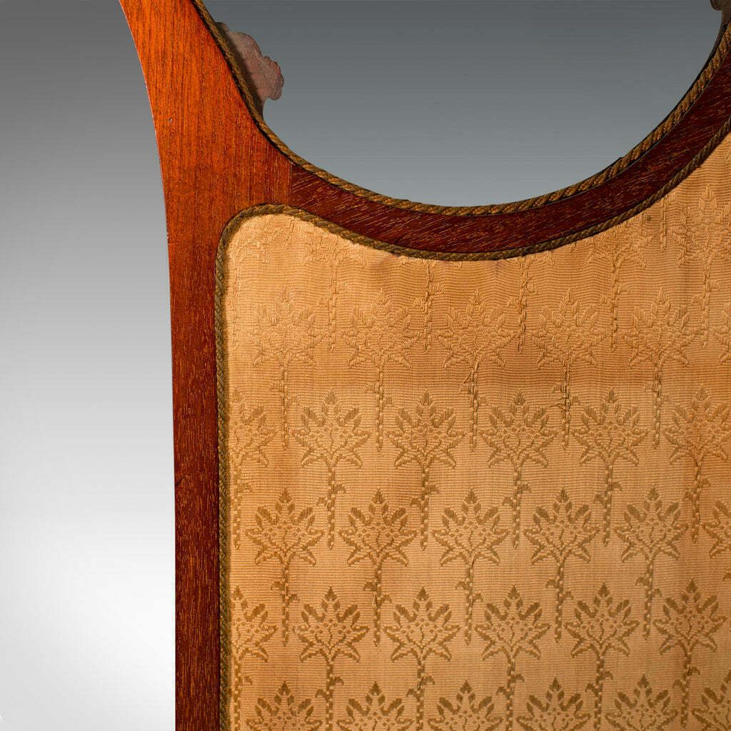 6' 6'' Tall Antique Privacy Screen, French Walnut, Glass, Art Nouveau, Victorian photo vintage