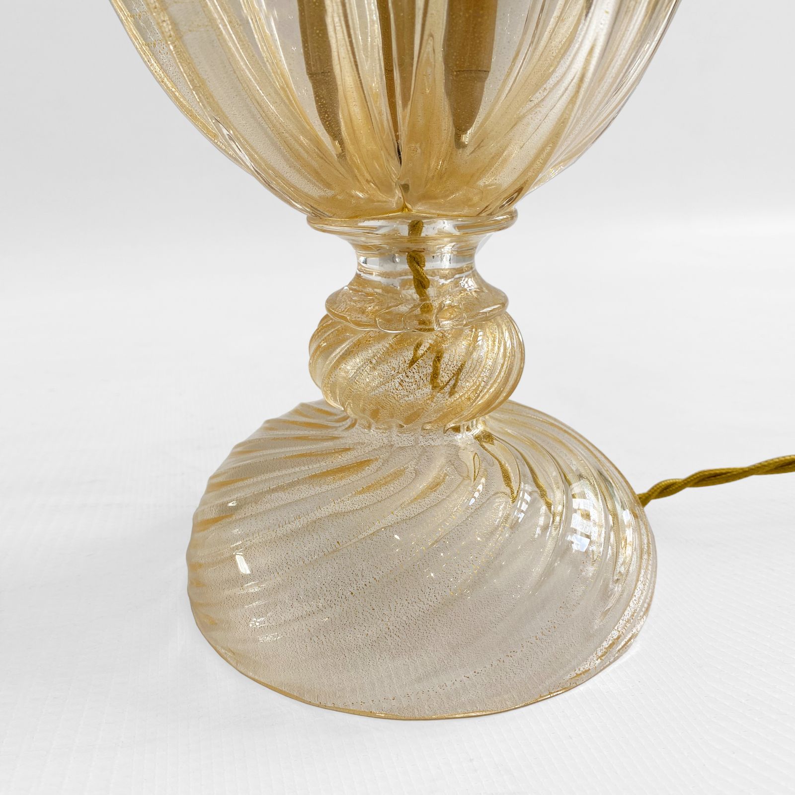 photo vinterior Archimede Seguso Handmade Murano Glass Table Lamp Gold Italian Art Deco 1980s