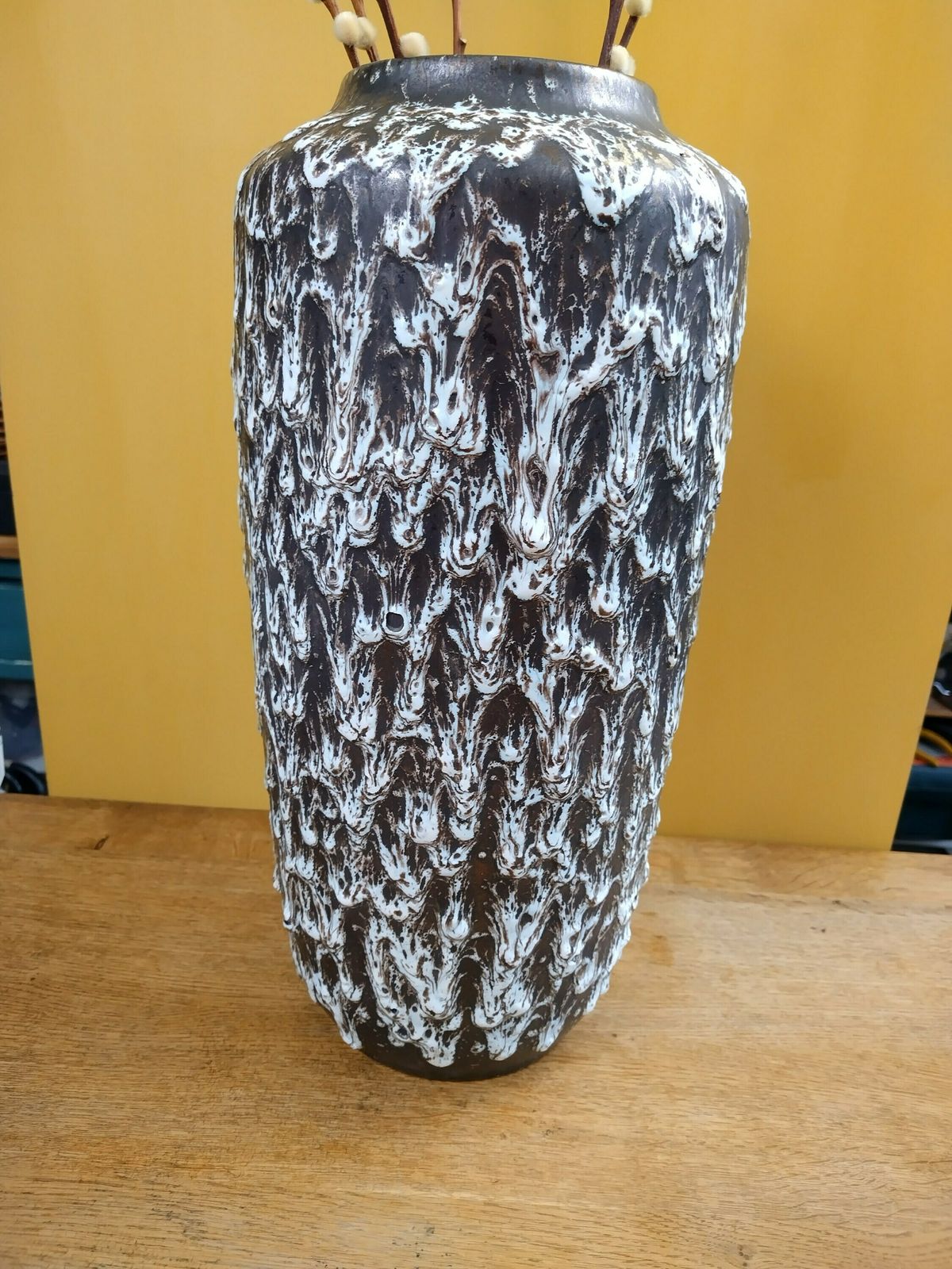 Huge Bronze Scheurich Fat Lava Floor Vase photo vinterior