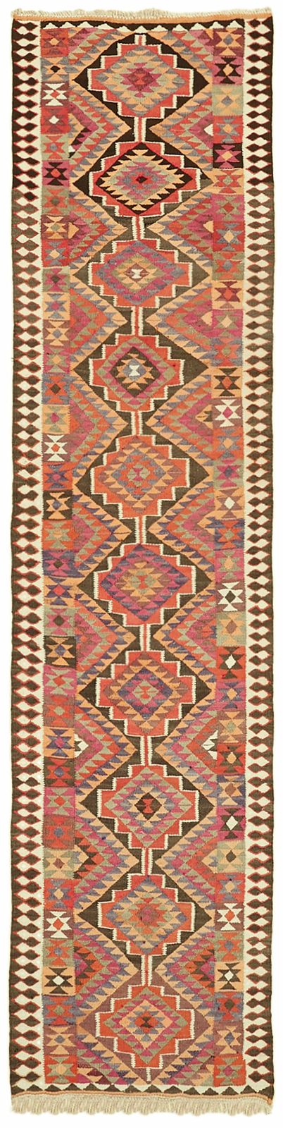 3x11 Multicolor Boho Runner Kilim Rugs   42837