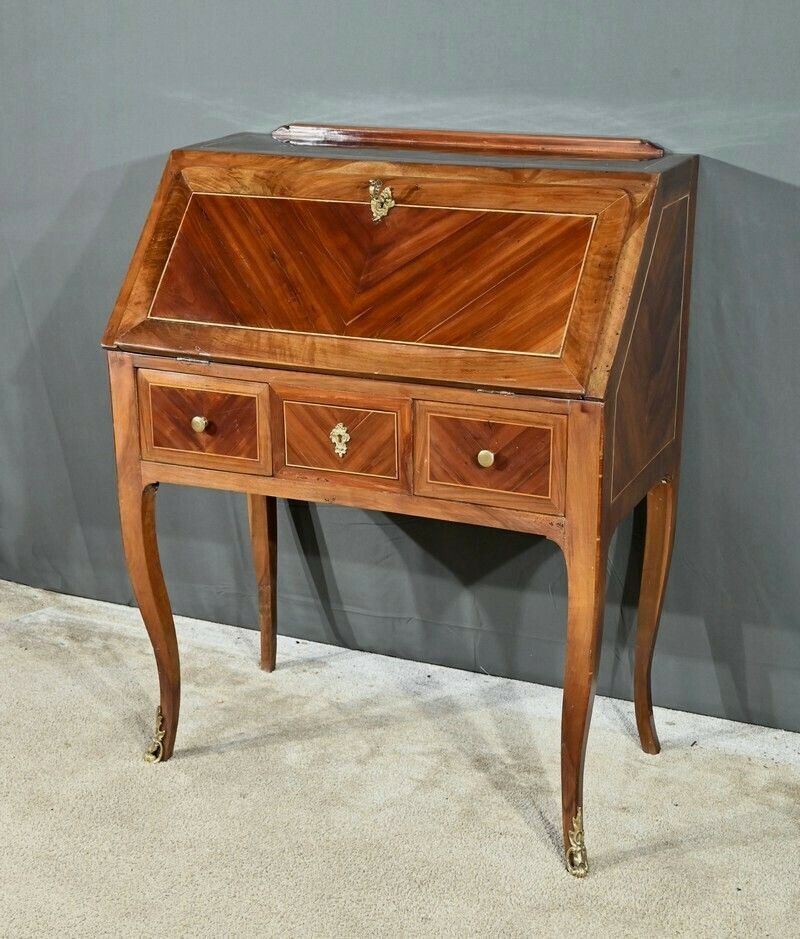 Desk In Plum And Walnut, Louis XV Period   18th Century photo for sale