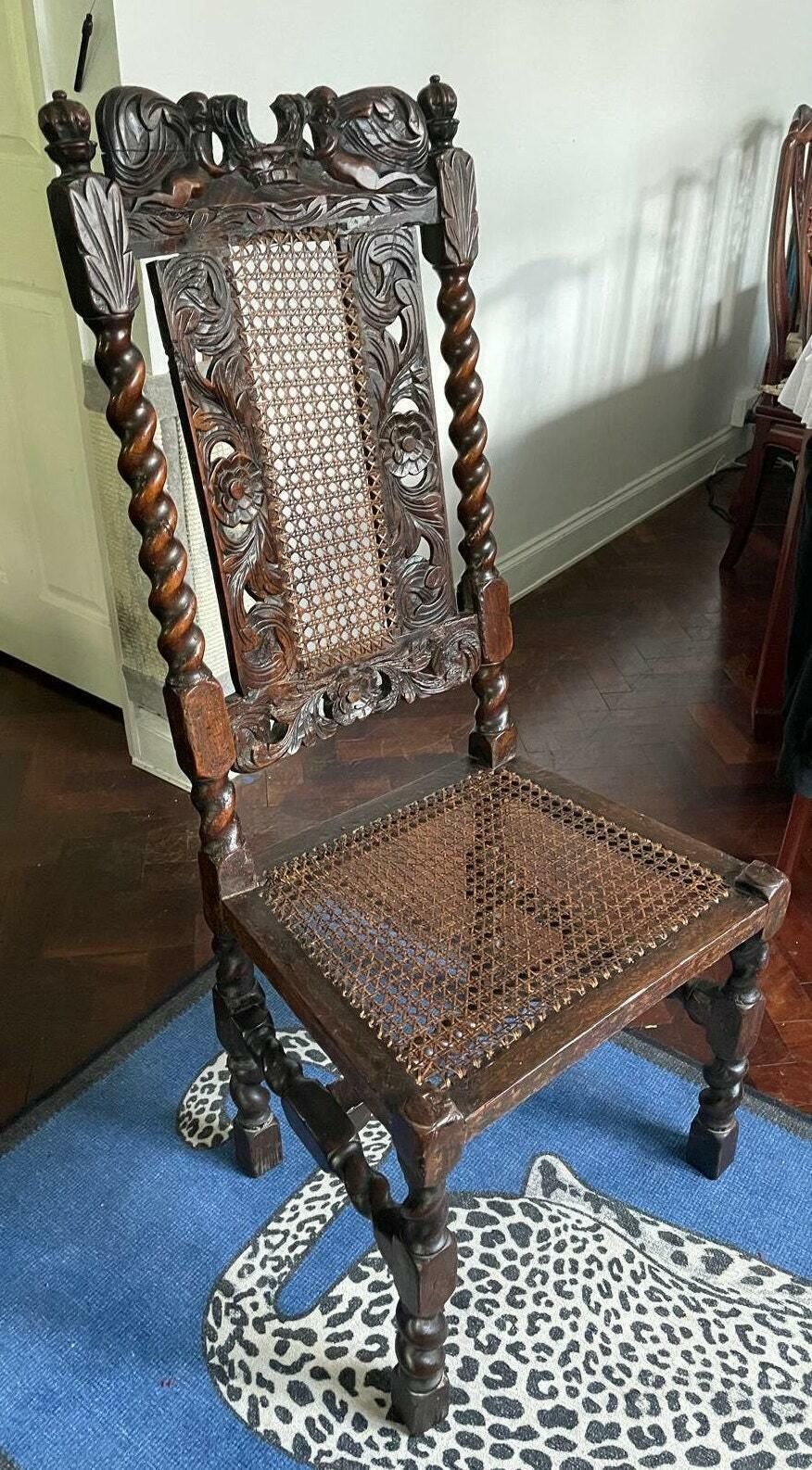 A Charles II Carved Walnut And Cane Chair Antique Chair C. 1670 photo furniture