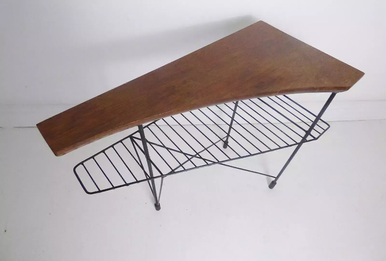 Stunning Vintage Swedish Metal & Teak Side Table   1960's photo furniture