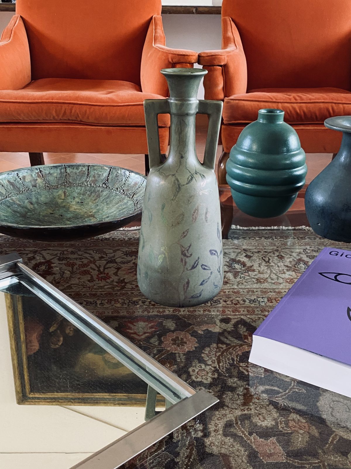 Art Deco Green Iridescent Vase, Montieres France 1930s photo buy