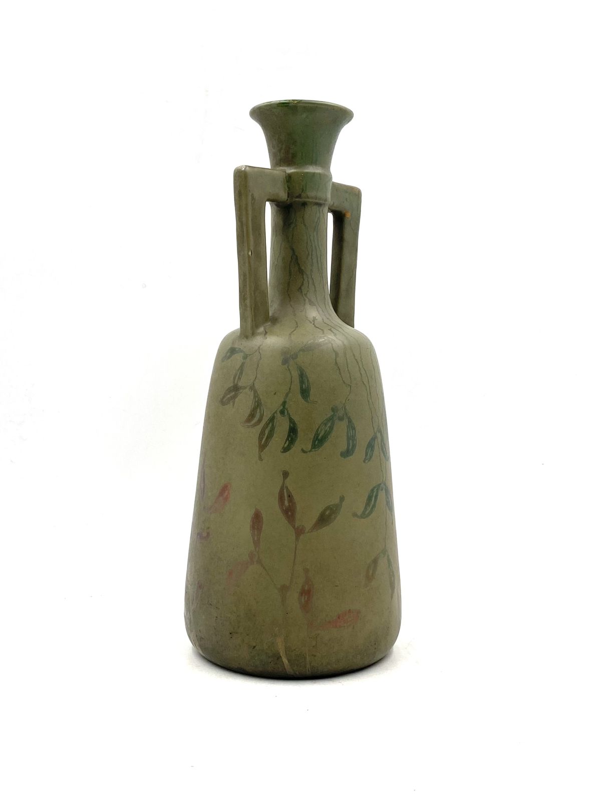 750.0 Art Deco Green Iridescent Vase, Montieres France 1930s photo
